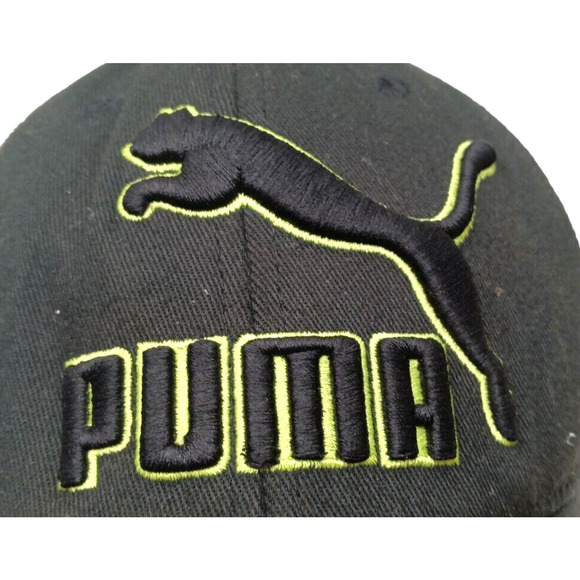 Puma Black Cap with Green Logo Flexfit Hat, Pre-owned - Picture 5 of 9